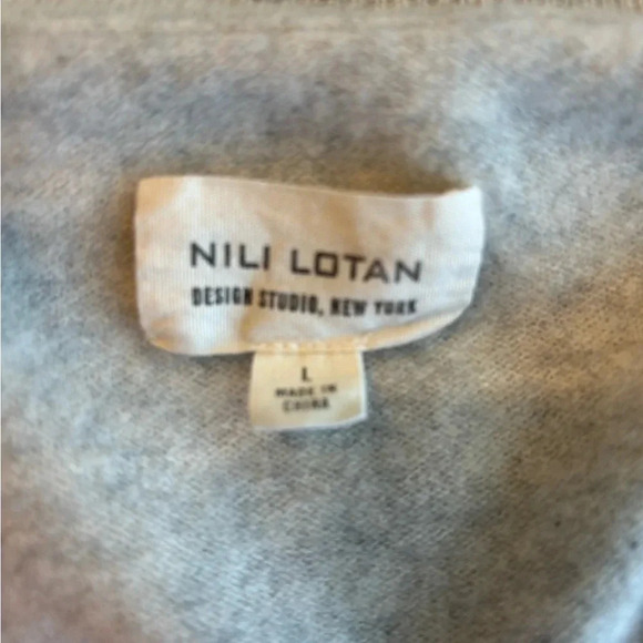 Nili Lotan Heather Grey V Neck Cashmere Wool Sweater Long Sleeve Size Large - Picture 5 of 5